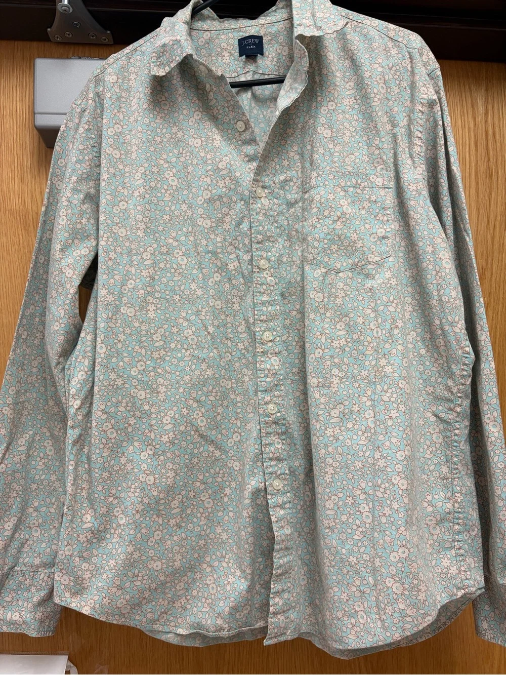 J. Crew Flex Men’s Light Mint Floral Button-Down Shirt Large